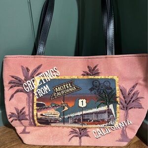 Vintage 2000s Pink Embroidered purse  with California Print
